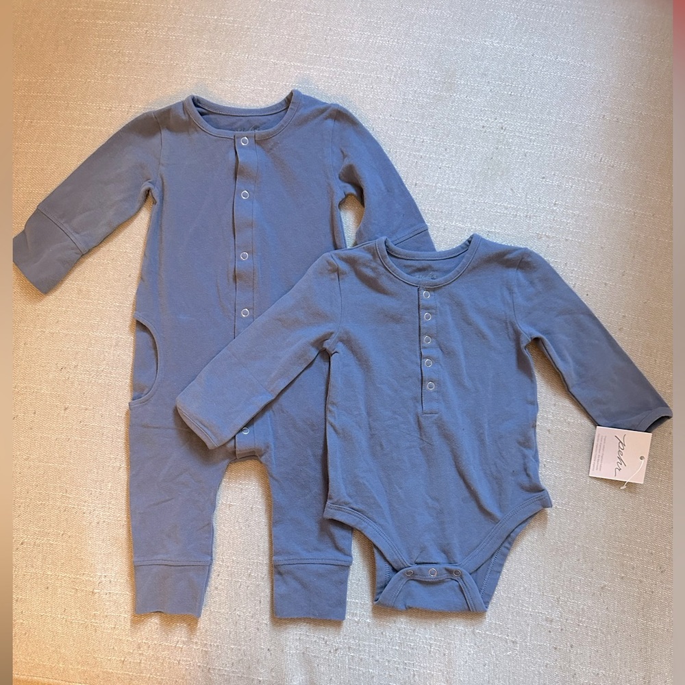 Pehr Organic Baby, Blue long-sleep Set, 3-6 Mos, New & Gently used